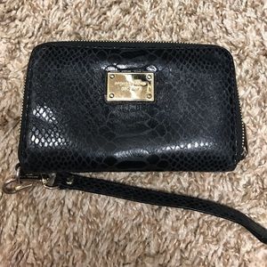 Michael Kors Black Leather Python Wallet